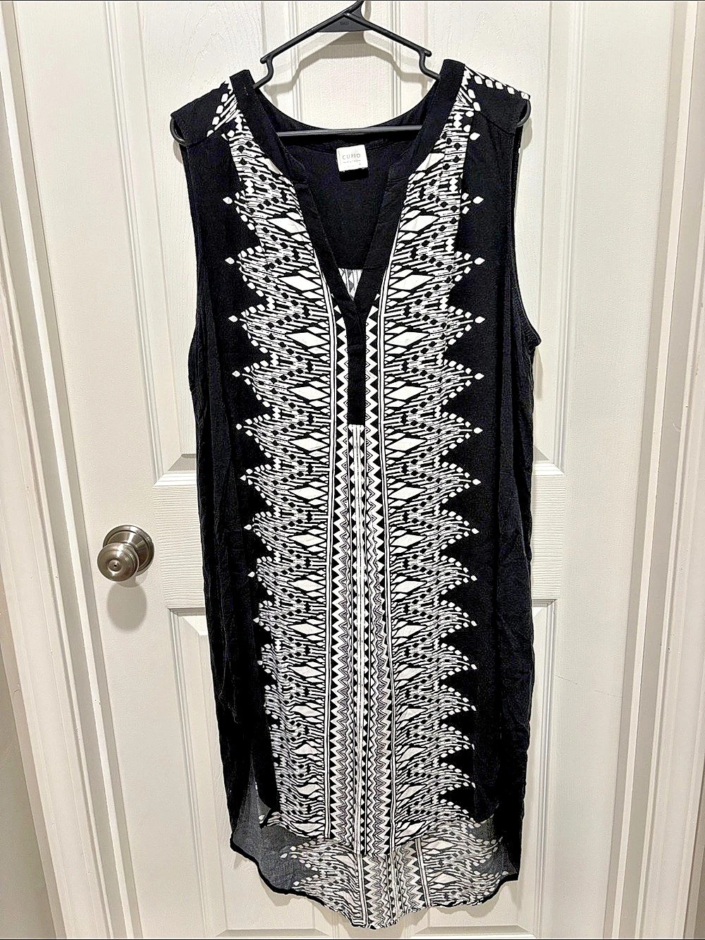 Cupio Curvy Women's Geometric Midi Dress Black & White Like New